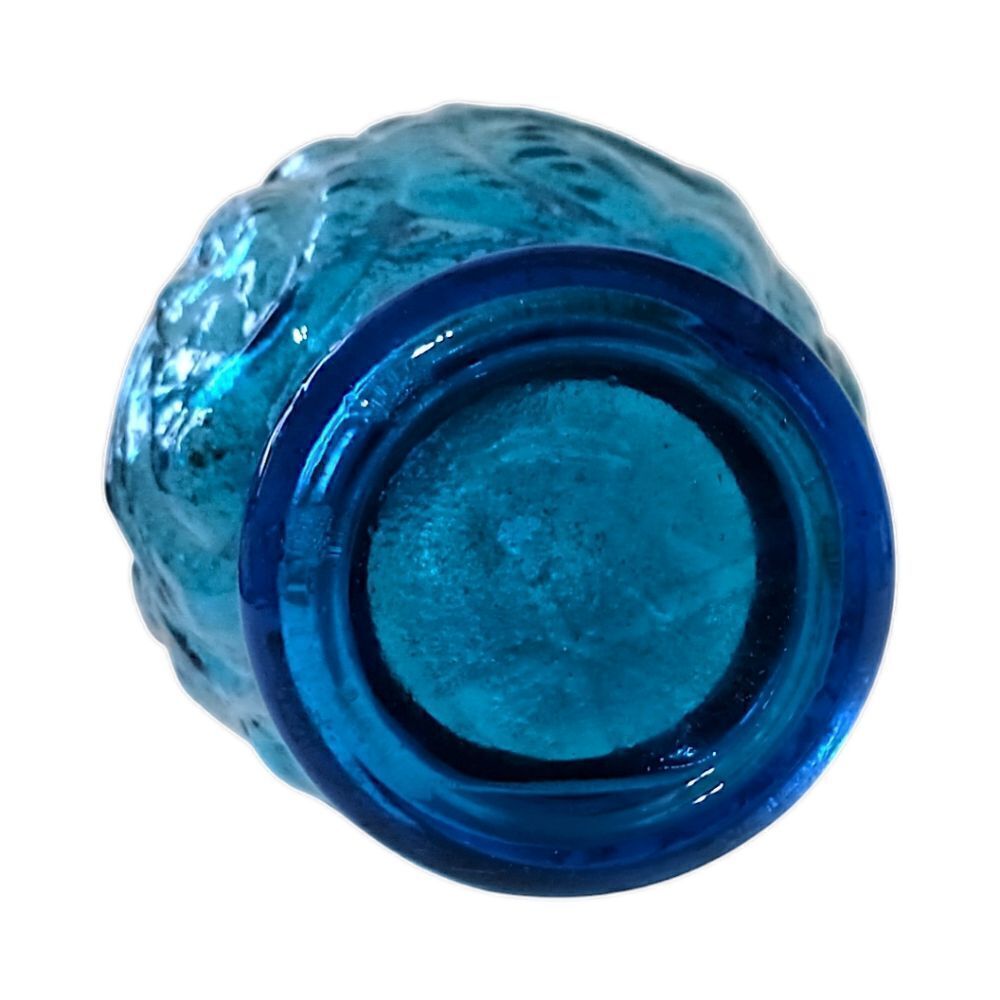 Empoli Glass Embossed Vase Flared Blue Textured Italian Ikebana MCM Abstract - Picture 3 of 15